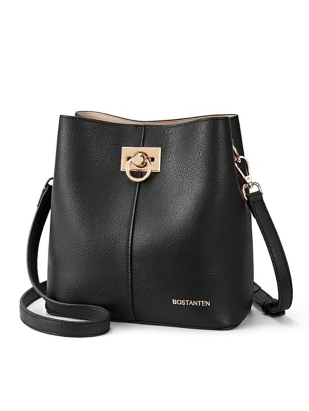 Womens Vegan Leather Crossbody Bag Small Bucket Purse Adjustable Shoulder Strap